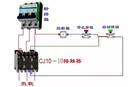 断路器和交流接触器实物接线图