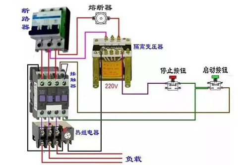 断路器和交流接触器实物接线图