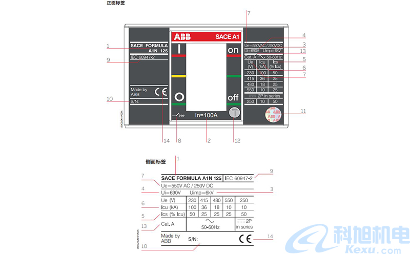 ABB塑壳断路器型号特性及尺寸接线图二